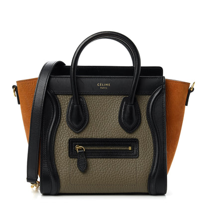 Celine Bullhide Calfskin Nubuck Nano Tri-Color Luggage Khaki 1 of 11