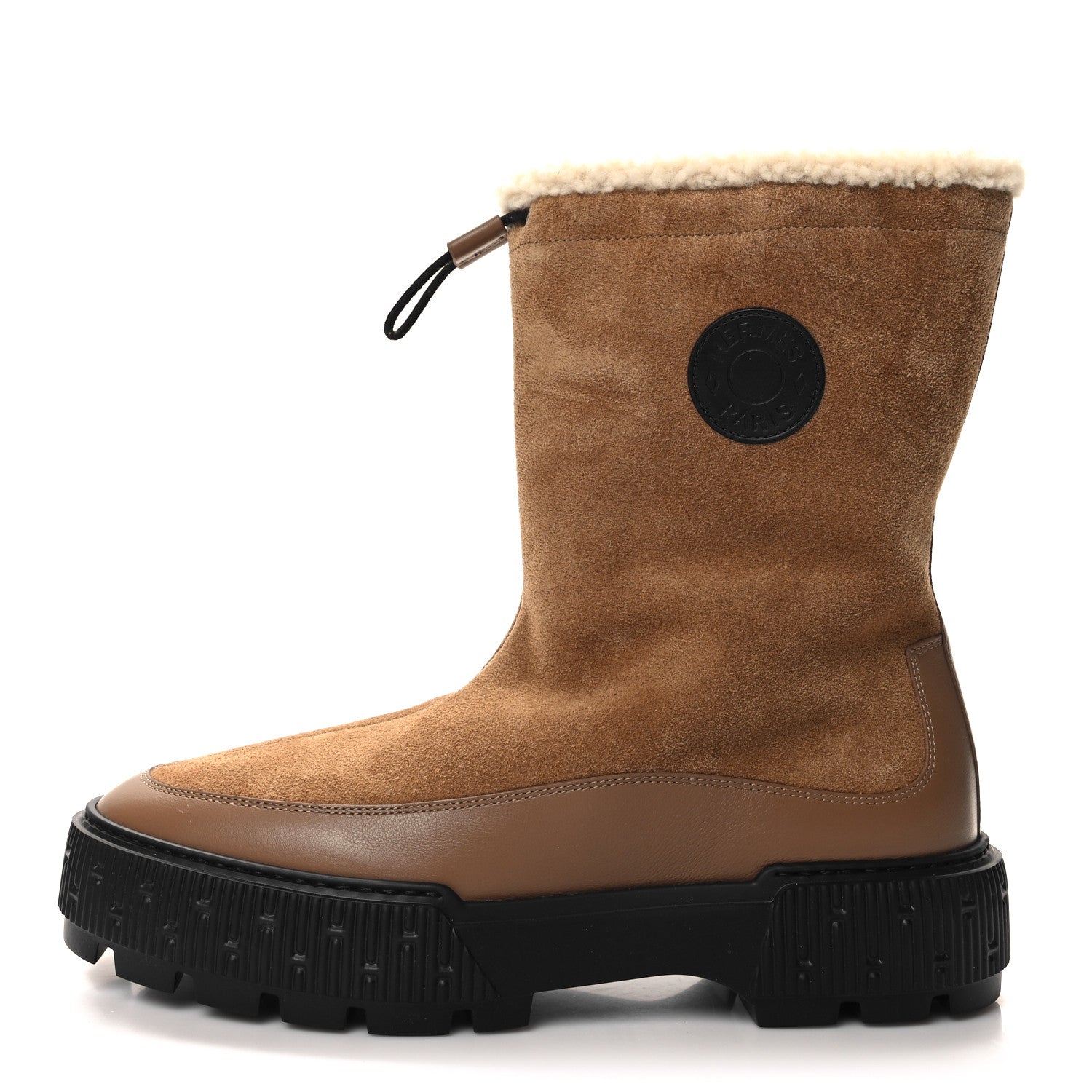 Hermes Suede Shearling Calfskin Womens Journey Ankle Boots 41 Brun Fumé 41 Brun Fumé Ecru 1 of 7