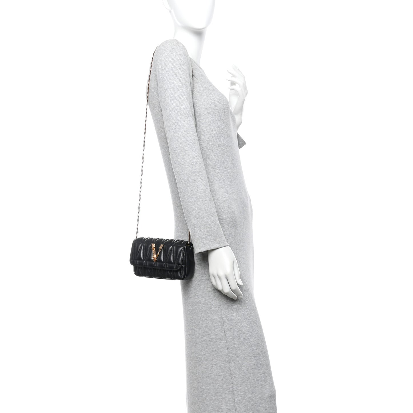 Nappa Quilted Virtus Evening Bag Black