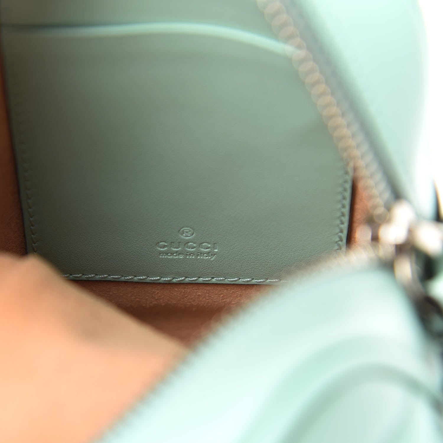 Gucci Calfskin Matelasse Mini GG Marmont Crossbody Bag Water Green 6 of 13