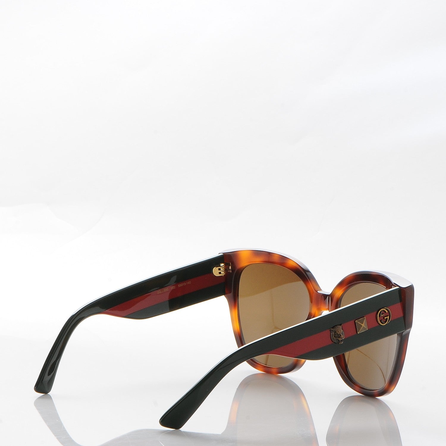 Gucci Acetate Square Frame Web Sunglasses GG0059S Tortoise 4 of 8