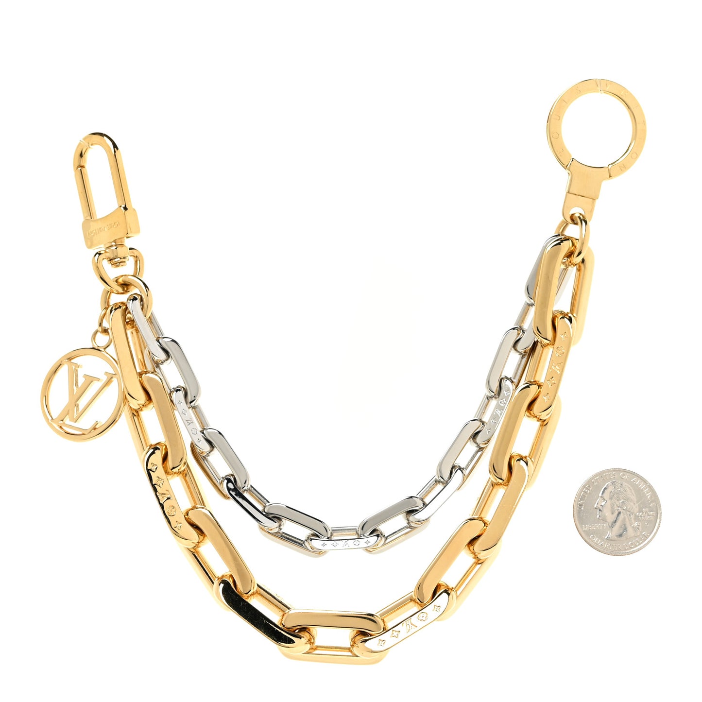 Metal LV Edge Chain Bag Charm Silver Gold