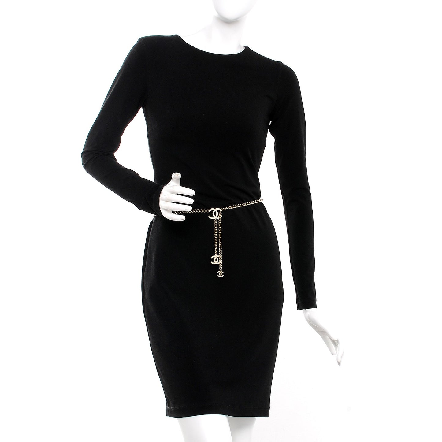 Enamel CC Chain Belt White Gold
