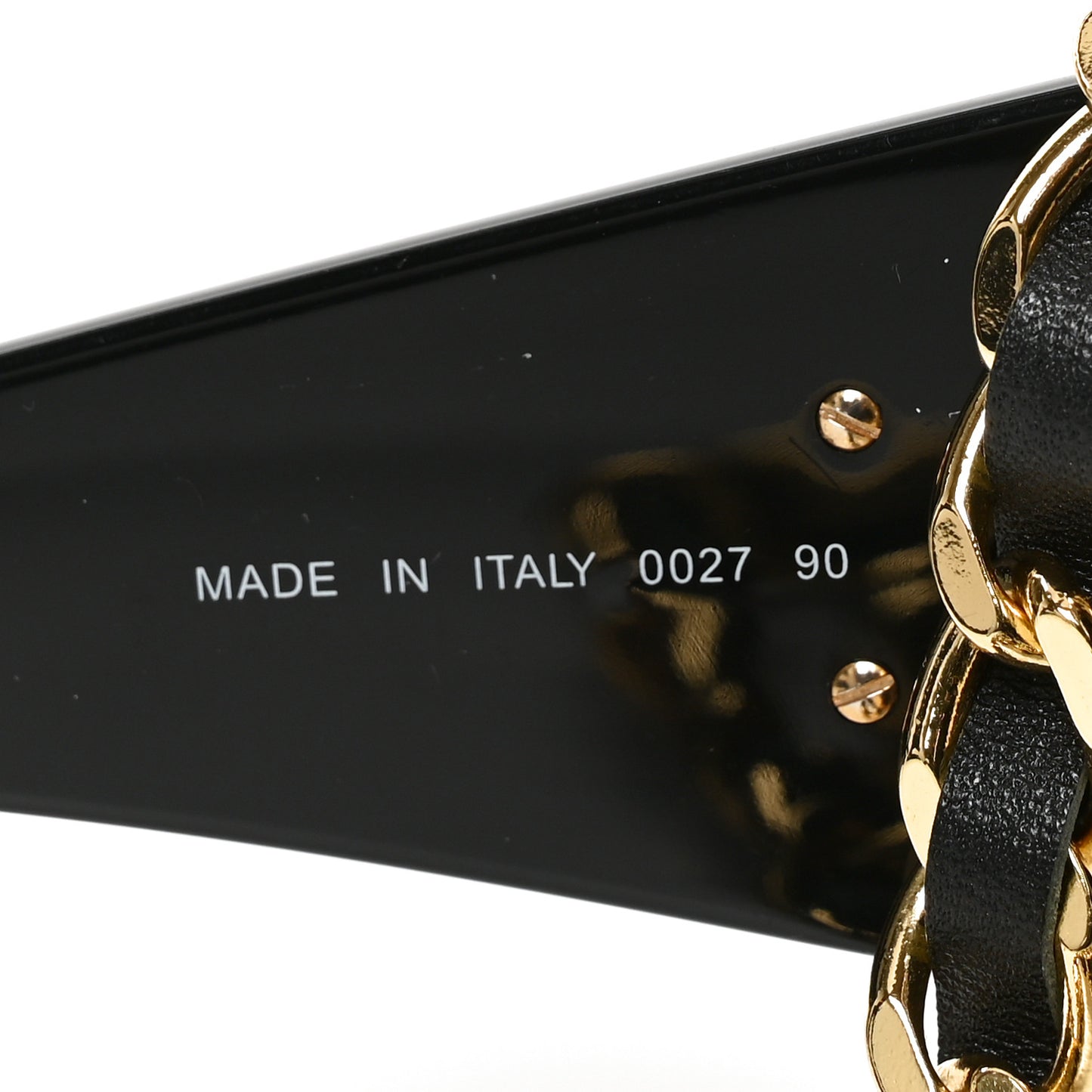 Acetate Metal Calfskin Chain Sunglasses 0027 Black