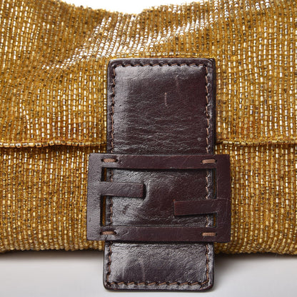 Fendi Beaded Baguette Shoulder Bag Gold 8 of 8