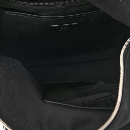 Saint Laurent Canvas Signature Embroidered City Backpack Black 5 of 10