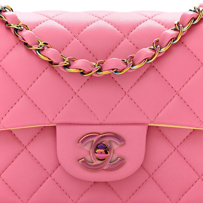 Chanel Lambskin Quilted Mini Rectangular Flap Pink Yellow 8 of 11