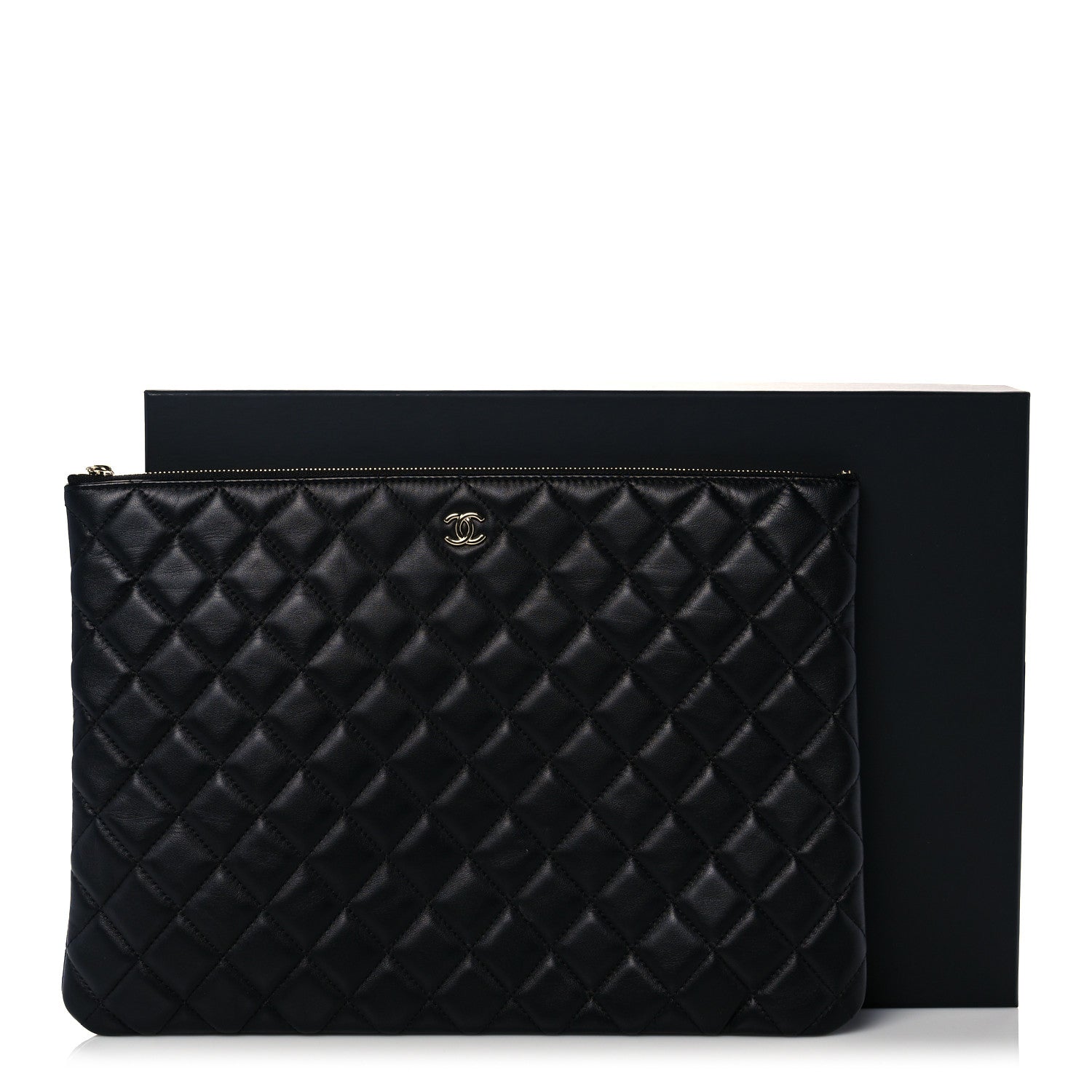 Chanel Lambskin Quilted Large Cosmetic Case Black 11 of 11
