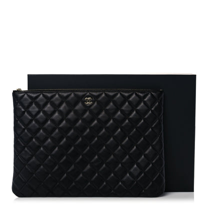 Chanel Lambskin Quilted Large Cosmetic Case Black 11 of 11