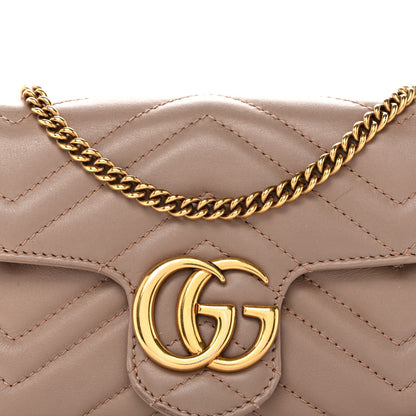 Gucci Calfskin Matelasse Super Mini GG Marmont Shoulder Bag Porcelain Rose 8 of 13