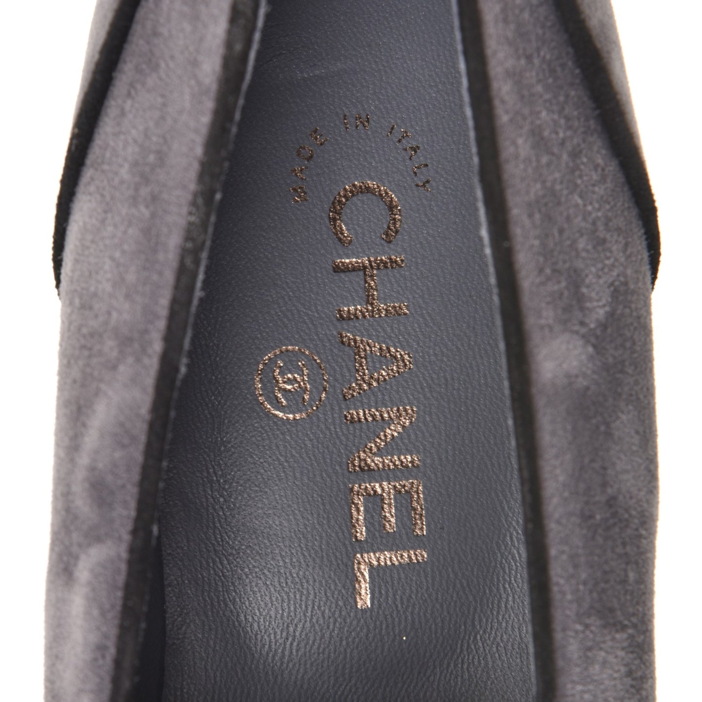 Suede Calfskin Mocassin CC Flats 41 Grey