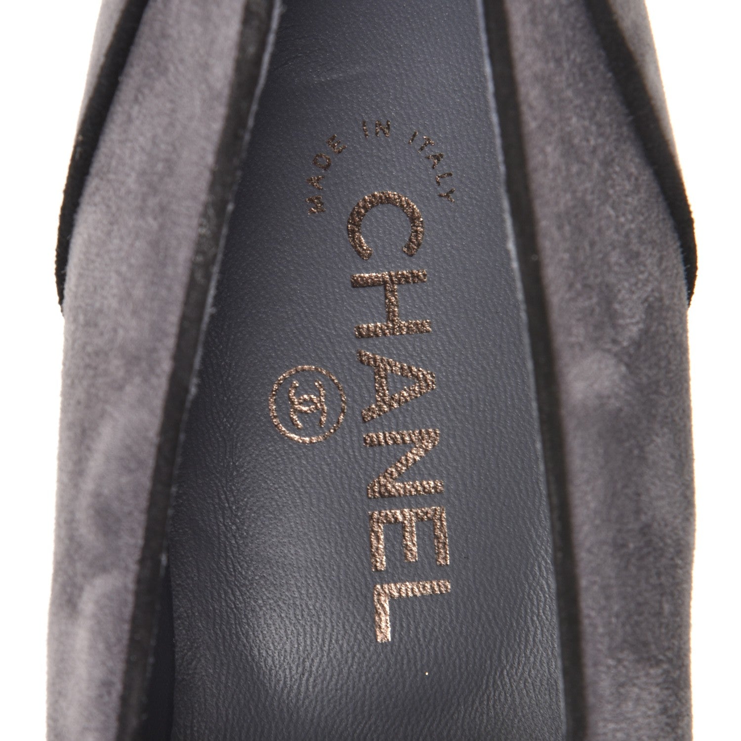 Chanel Suede Calfskin Mocassin CC Flats 41 Grey 7 of 9