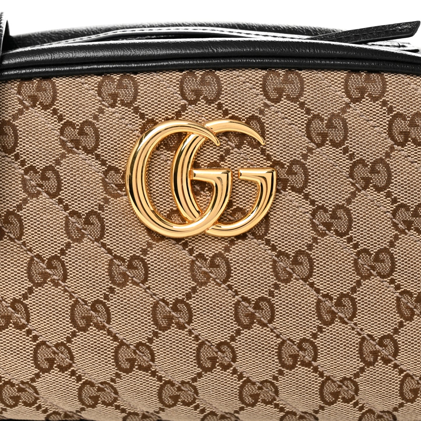 Monogram Matelasse Diagonal Small GG Marmont Chain Shoulder Bag Beige Black