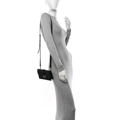 Salvatore Ferragamo Pebbled Calfskin Thalia Wallet On Chain Black 2 of 11