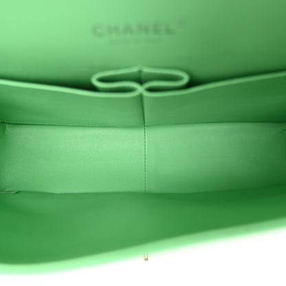 Chanel Caviar Chevron Quilted Jumbo Double Flap Green 5 of 11