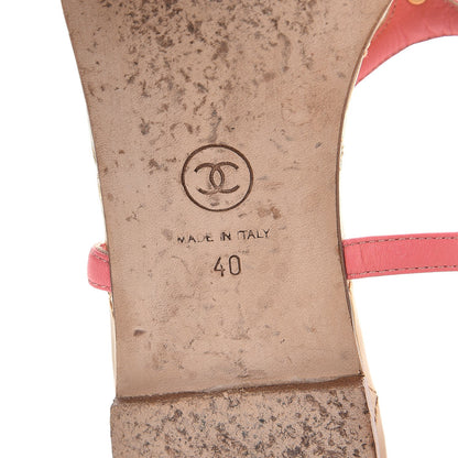 Chanel Lambskin Quilted CC Thong Sandals 40 Pink 8 of 10