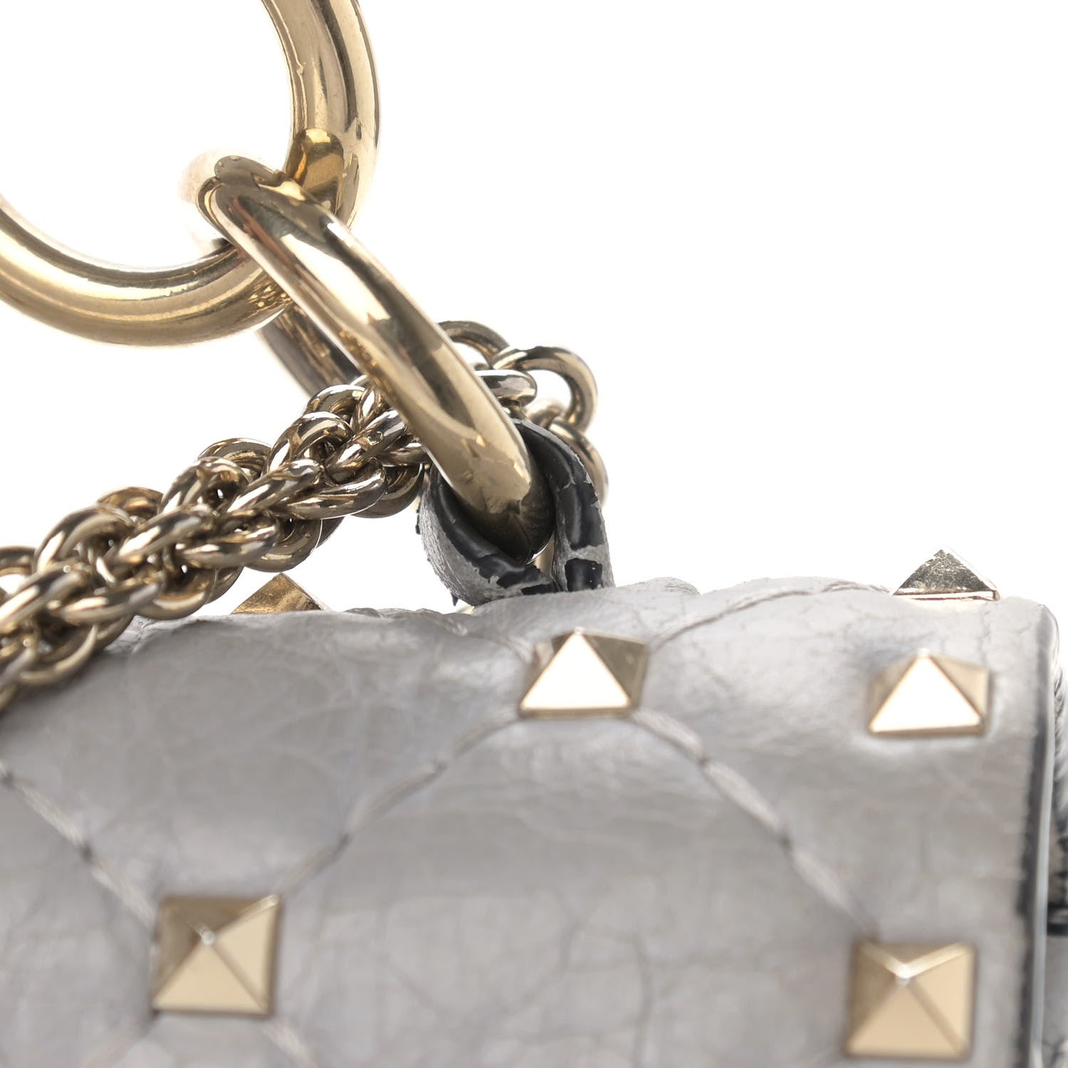Valentino Garavani Craquele Nappa Medium Rockstud Spike Shoulder Bag Pastel Grey 11 of 11