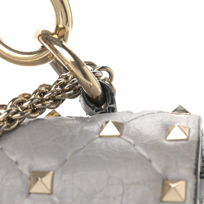 Valentino Garavani Craquele Nappa Medium Rockstud Spike Shoulder Bag Pastel Grey 11 of 11