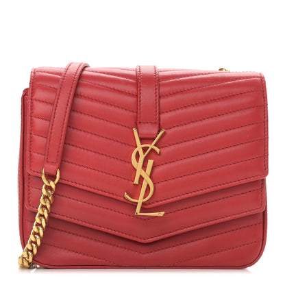 Saint Laurent Lambskin Matelasse Chevron Monogram Small Sulpice Bag Red 2 of 11