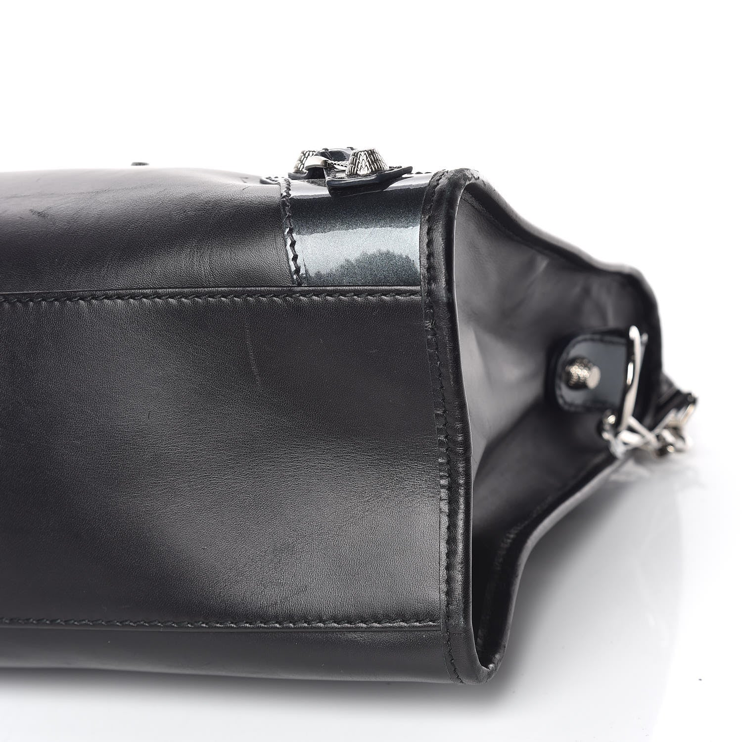 Balenciaga Smooth Calfskin Metallic Patent Giant 12 Silver Hardware City Black Gris 12 of 21