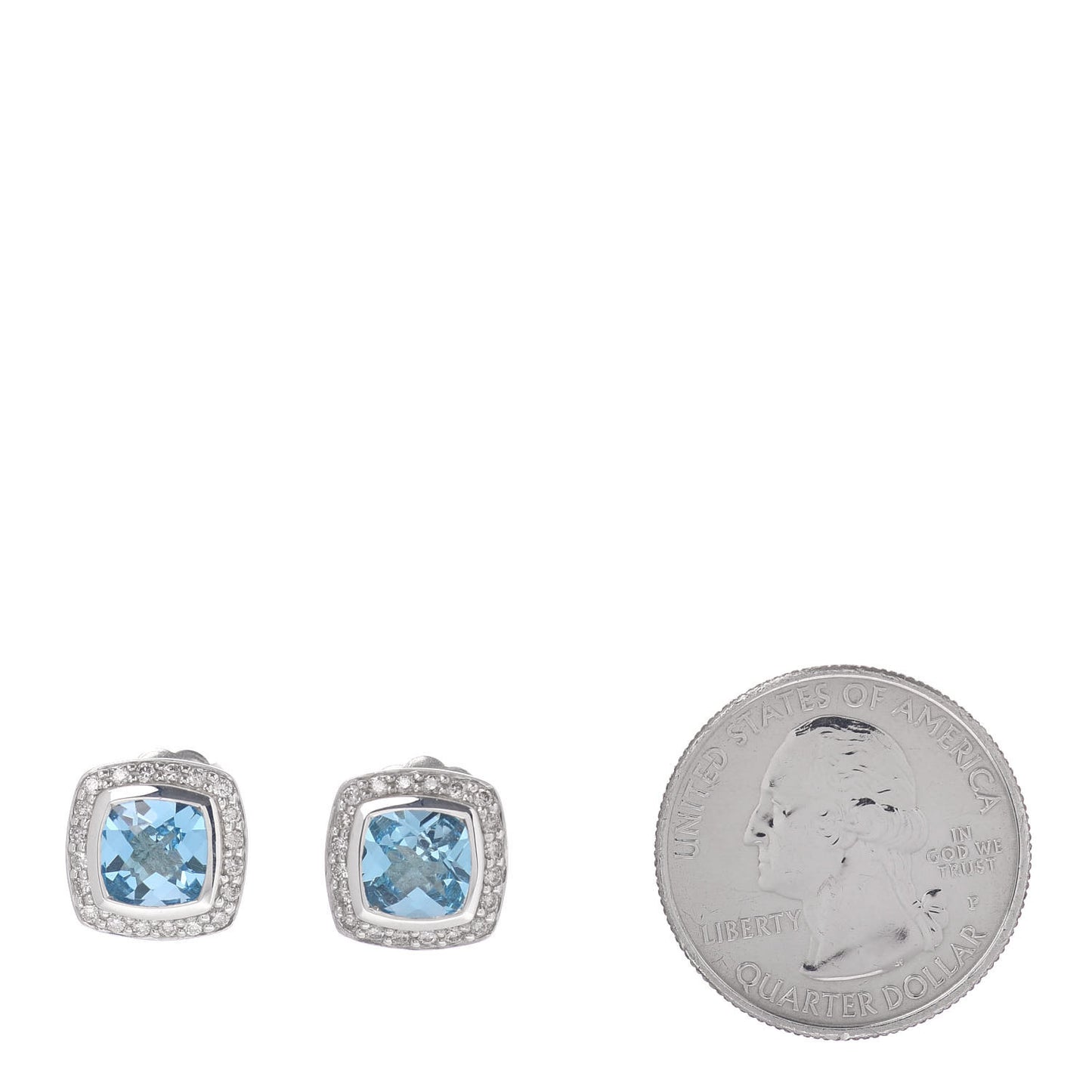 Sterling Silver Diamond Blue Topaz 7mm Petite Albion Earrings