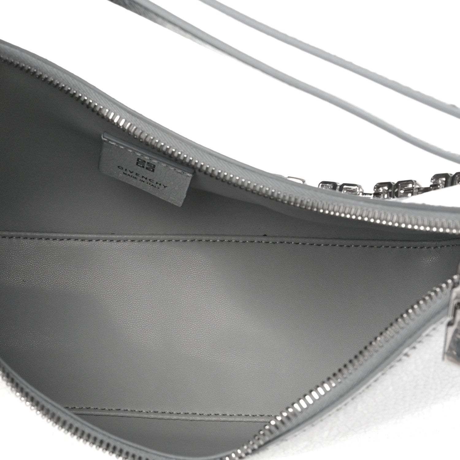 Givenchy Metallic Lambskin Small Moon Cut Out Shoulder Bag Silvery 4 of 7