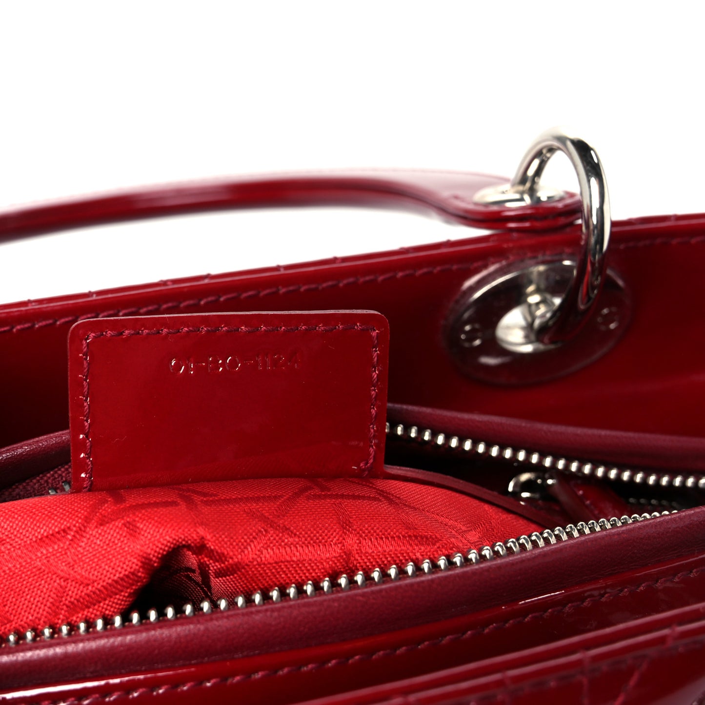 Patent Cannage Medium Lady Dior Red