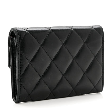 Chanel Lambskin Quilted Flap Card Holder Wallet Black 3 of 11