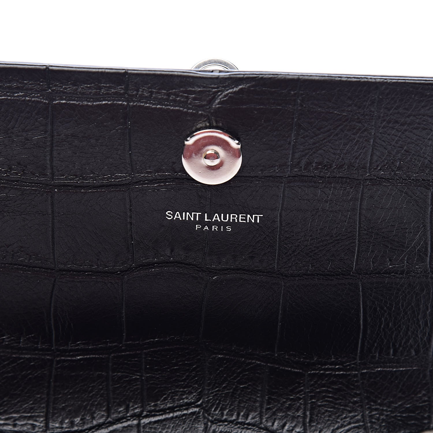 Saint Laurent Calfskin Crocodile Embossed Monogram Small Kate Tassel Satchel Black 6 of 10