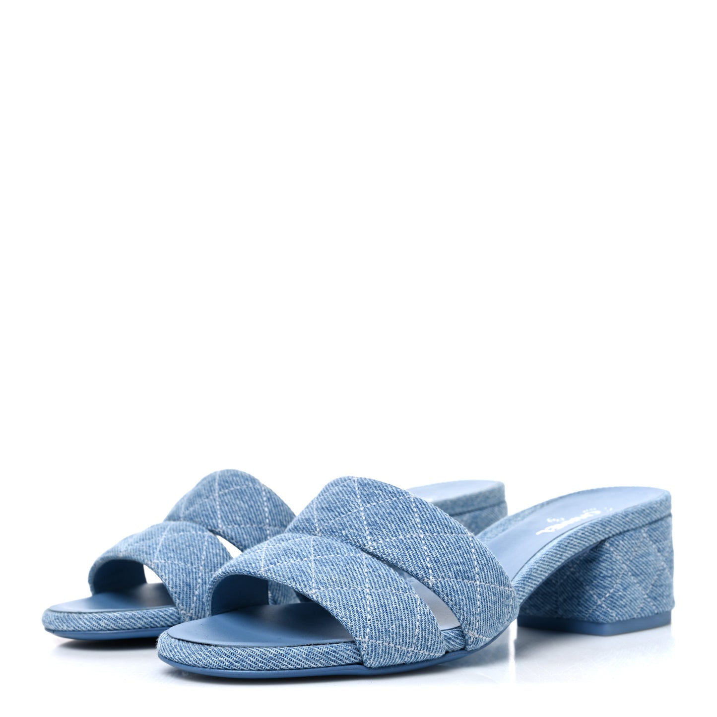 Denim Quilted Mules 37.5 Blue