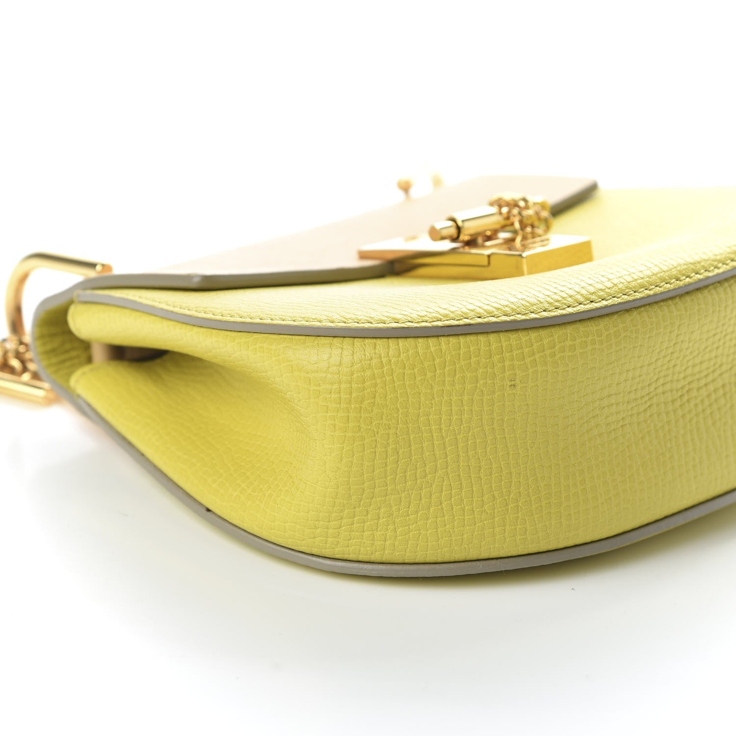 Chloe Grained Calfskin Lambskin Mini Bi-Color Drew Shoulder Bag Yellow Beige 6 of 10