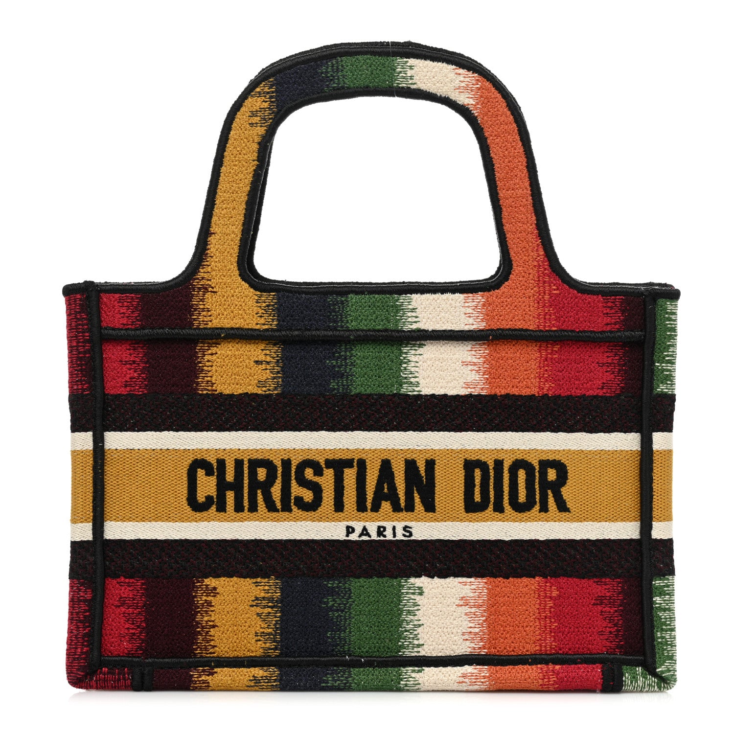 Christian Dior Canvas Embroidered Mini Striped Book Tote Multicolor 1 of 19