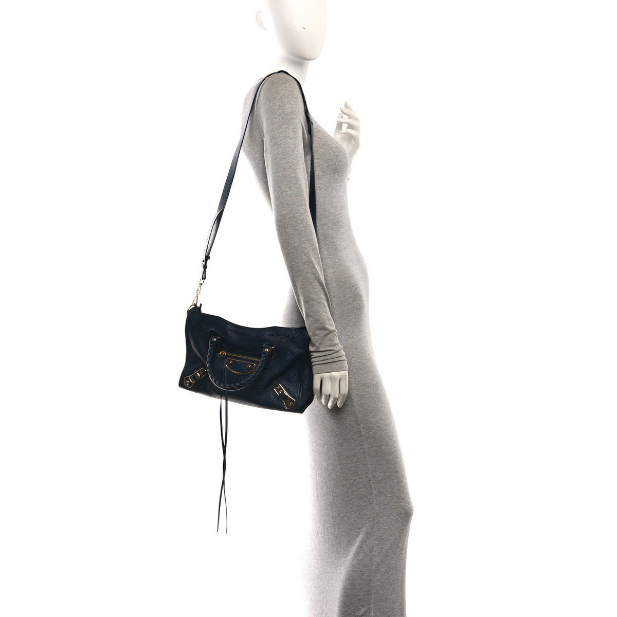 Balenciaga Chevre Gold Metallic Edge Hardware S City Bleu Nuit Dark Sea 2 of 11