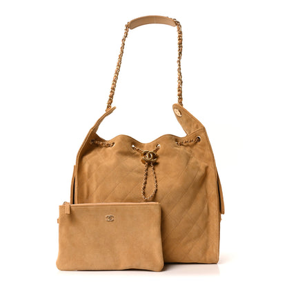 Chanel Suede Quilted Medium Chanel 25 Handbag Beige 4 of 23