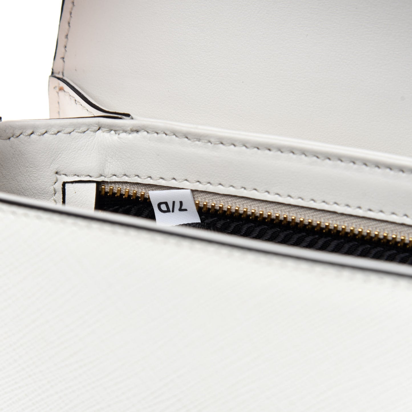 Saffiano Lux Embleme Flap Shoulder Bag White