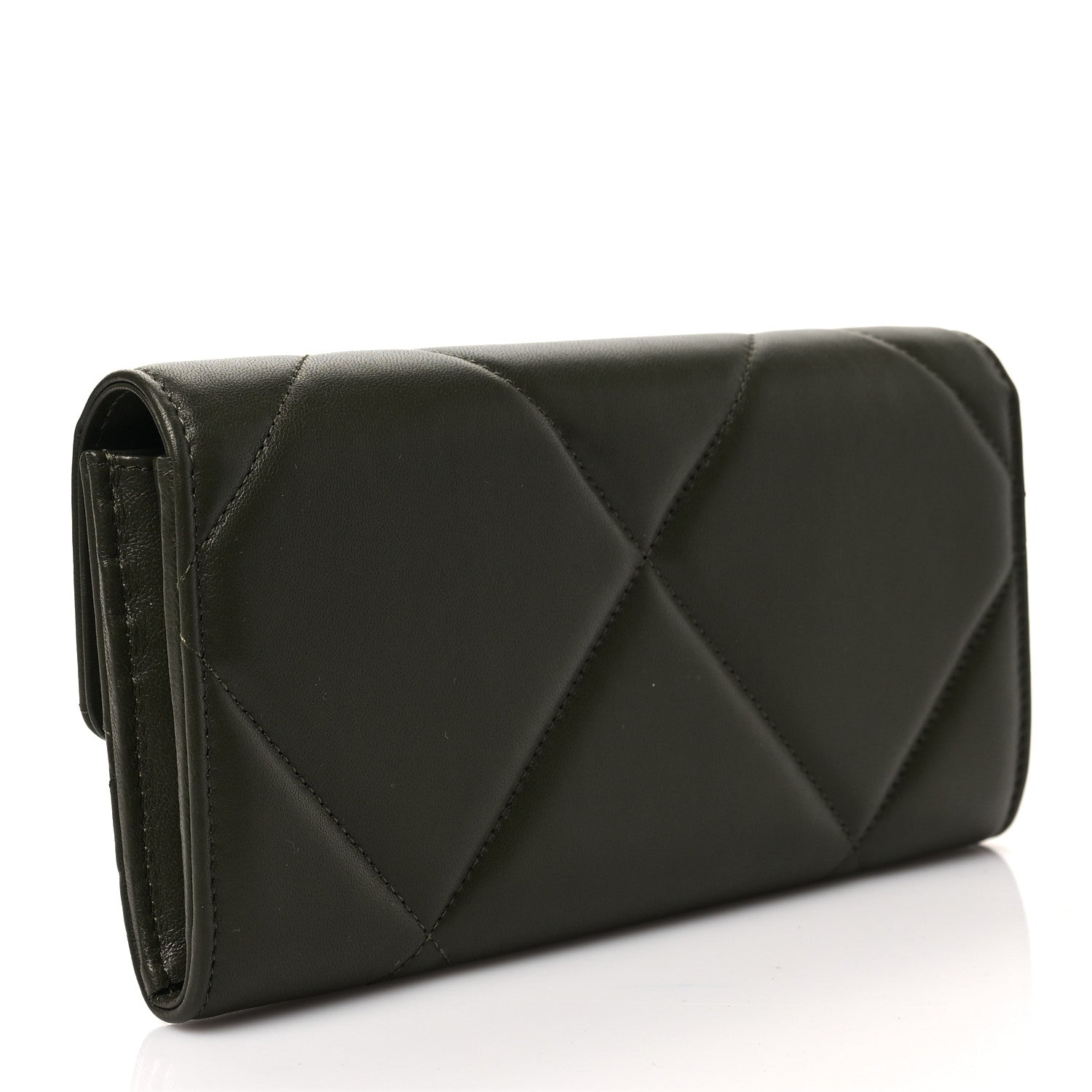 Chanel Lambskin Quilted Chanel 19 Flap Wallet Khaki 3 of 8