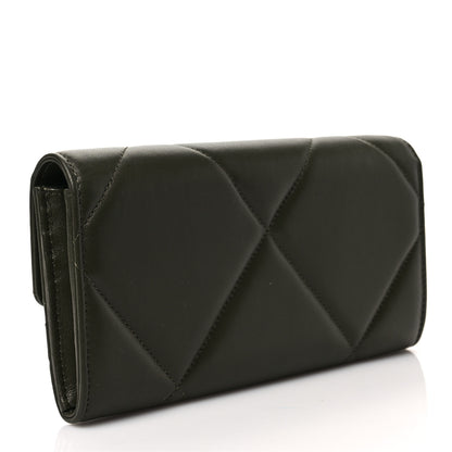Chanel Lambskin Quilted Chanel 19 Flap Wallet Khaki 3 of 8