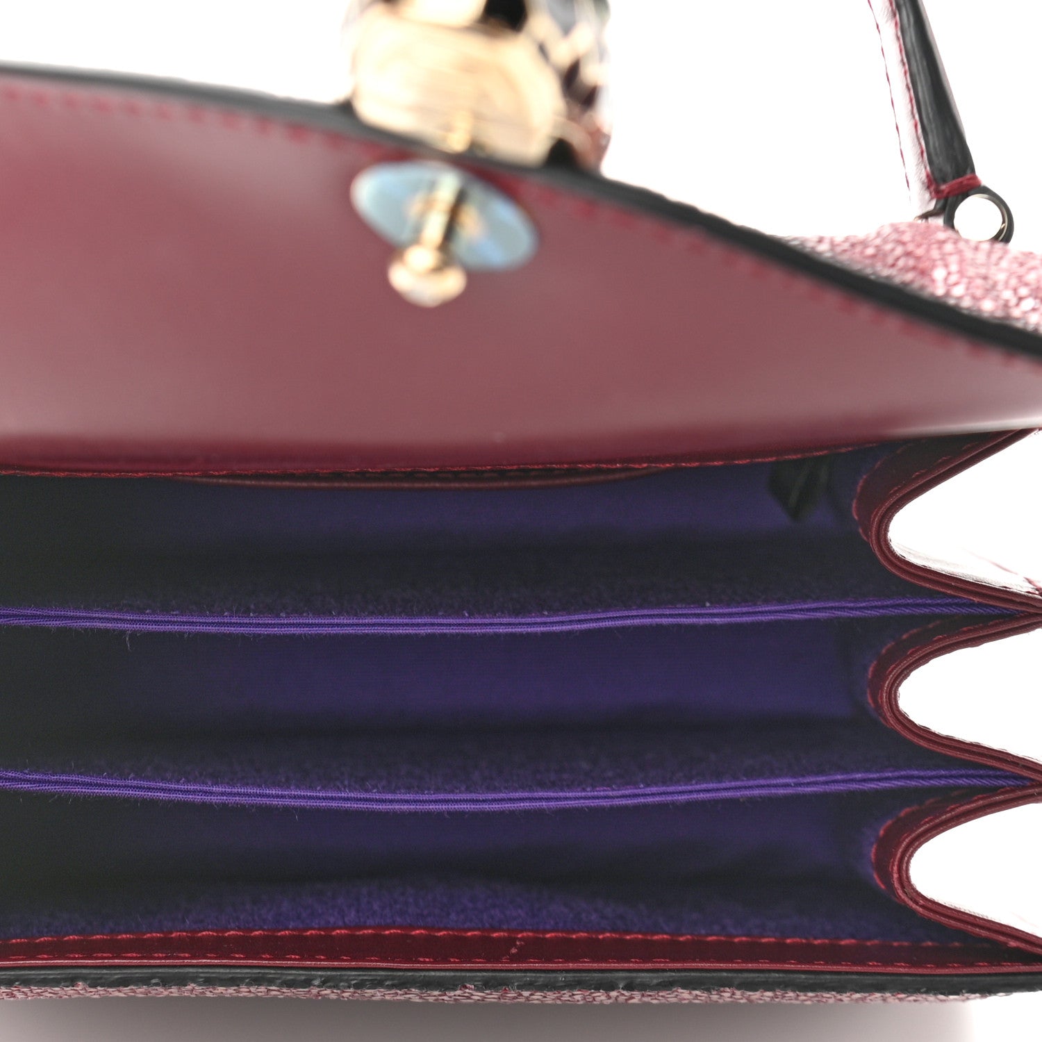 Bulgari Calfskin Galuchat Serpenti Forever Crossbody Plum 7 of 13