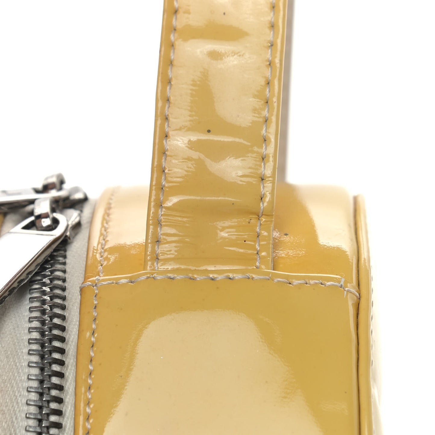 Patent Quilted CC Chocolate Bar Round Shoulder Bag Yellow