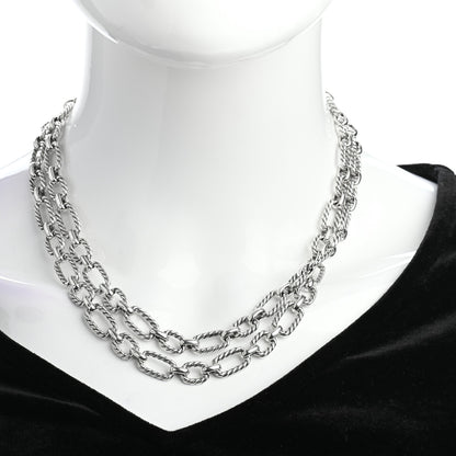 David Yurman Sterling Silver Blue Sapphire 9.5mm Cushion Link Chain Necklace 2 of 5