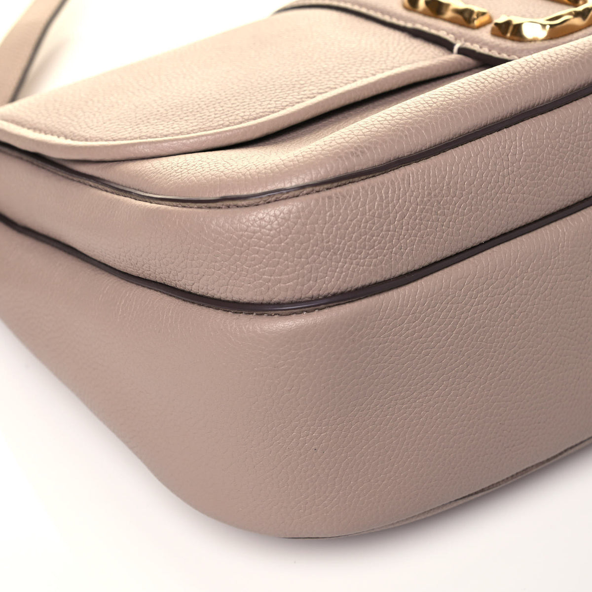 Calfskin Interlock Courier Messenger Taupe