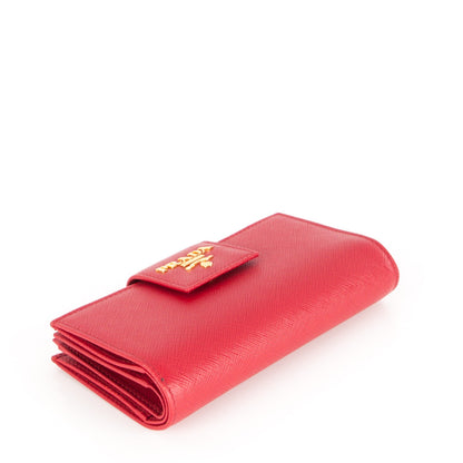 Prada Saffiano Metal Tab Wallet Fuoco 4 of 6