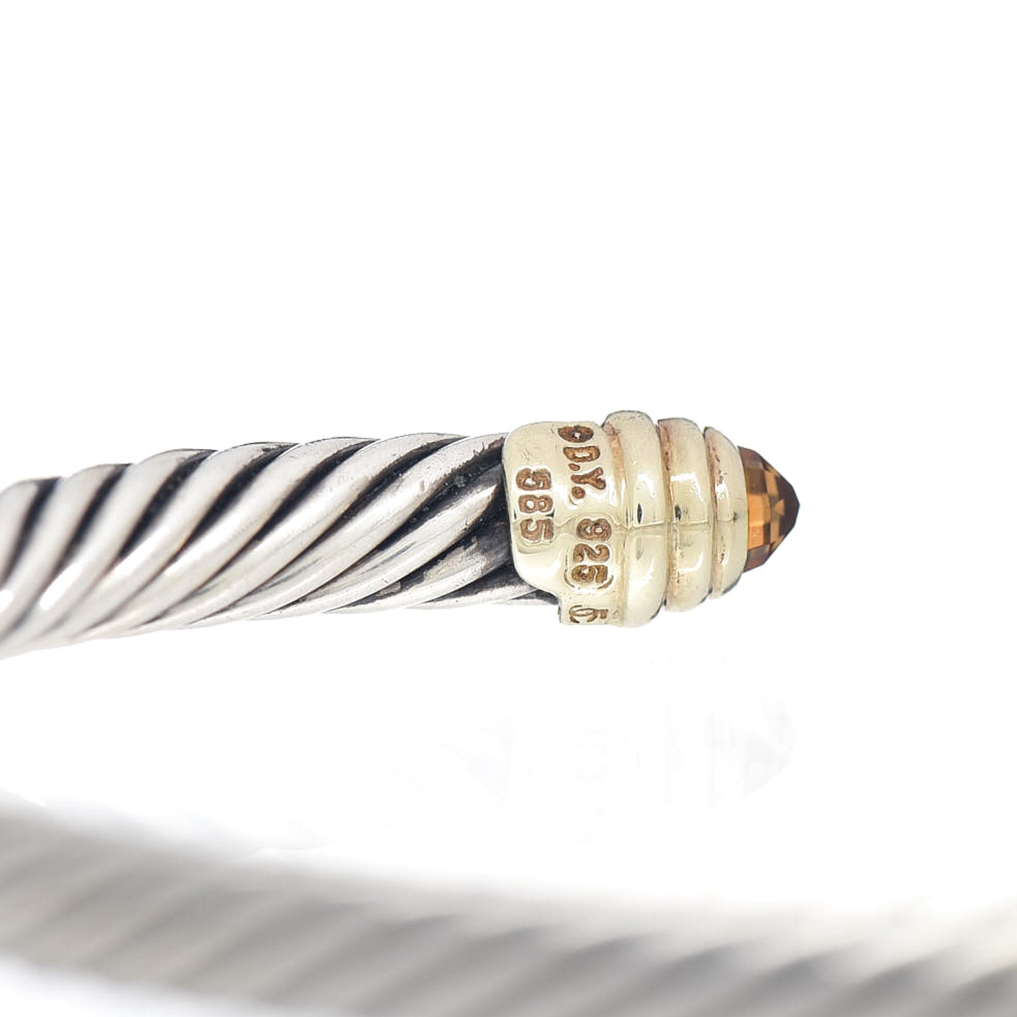 Sterling Silver 18K Yellow Gold Citrine 4mm Cable Classics Bracelet