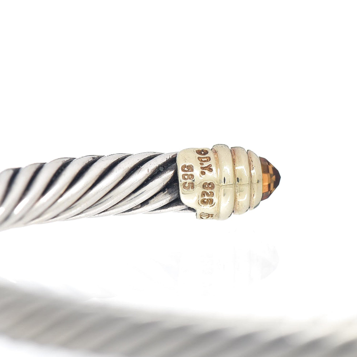 David Yurman Sterling Silver 18K Yellow Gold Citrine 4mm Cable Classics Bracelet 4 of 4
