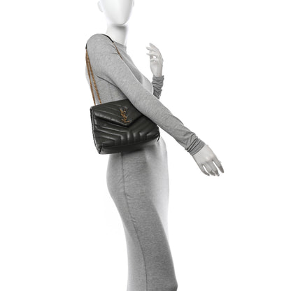 Saint Laurent Calfskin Y Quilted Monogram Small Loulou Chain Satchel Olive 2 of 14