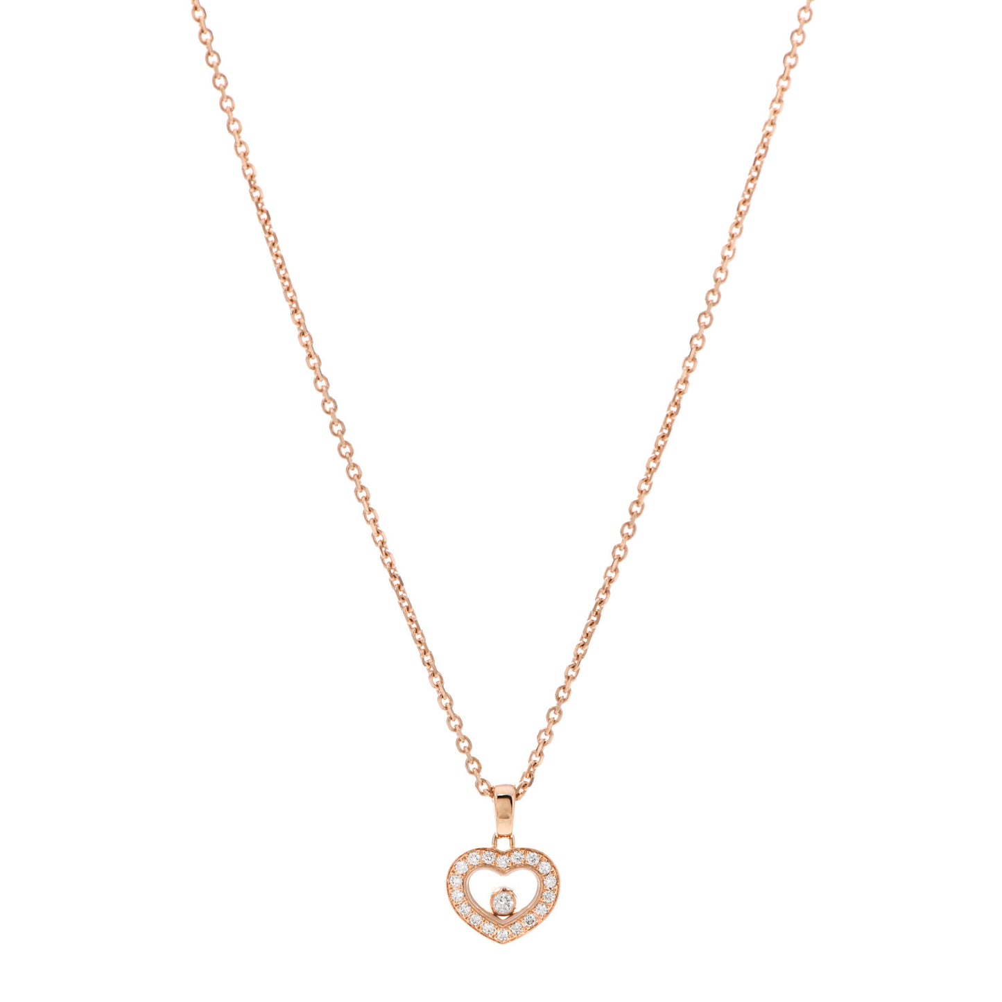 18K Rose Gold Diamond Happy Diamonds Icon Heart Pendant Necklace