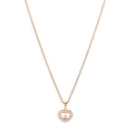 Chopard 18K Rose Gold Diamond Happy Diamonds Icon Heart Pendant Necklace 1 of 6