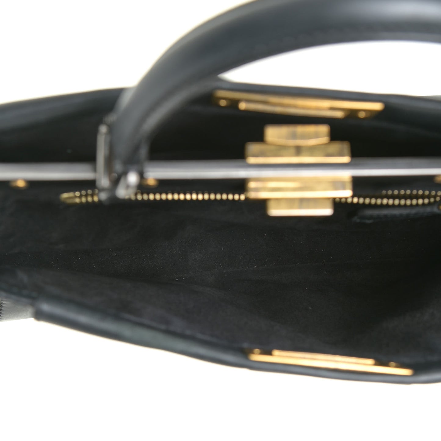 Vitello Suede Medium Peekaboo Iconic Satchel Black