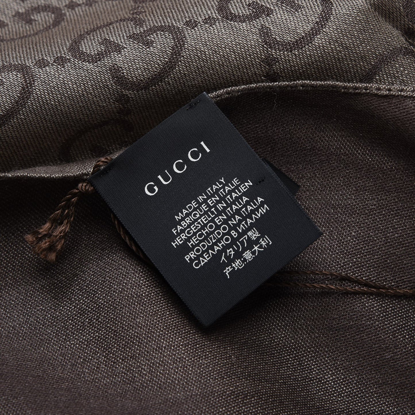 Wool Silk GG Monogram GGNat Scarf Rope Dark Brown