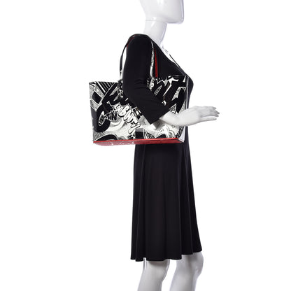 Christian Louboutin Patent Metro Graf Spikes East West Cabata Tote Black 2 of 9